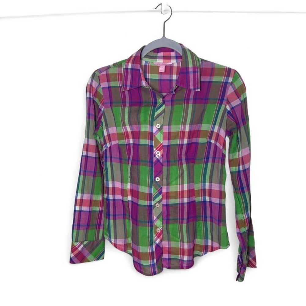 Lilly Pulitzer multicoloured plaid button up shirt Size 4 #preppy